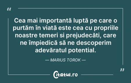 Cea mai importantă luptă pe care o pur...