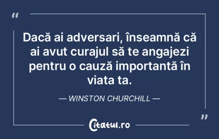 Dacă ai adversari, înseamnă că ai av...