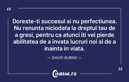 Doreste-ti succesul si nu perfectiunea. ...