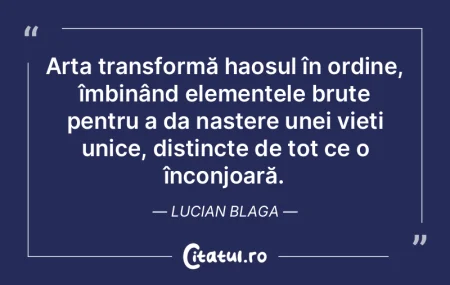 Arta transformă haosul în ordine, îmb...