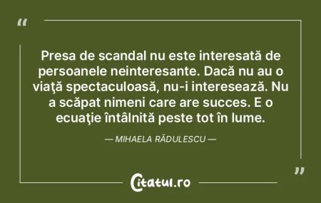 Presa de scandal nu este interesată de ... Presa de scandal nu este interesată de ...