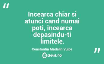 Incearca chiar si atunci cand numai poti, incearca depasindu-ti limitele. Constantin Madalin Vulpe...