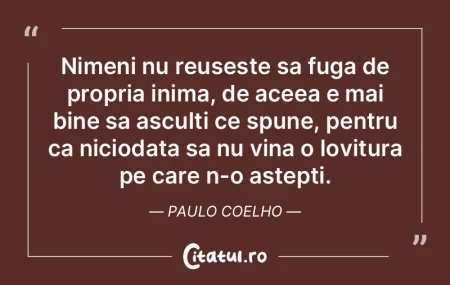 Nimeni nu reuseste sa fuga de propria in... Nimeni nu reuseste sa fuga de propria in...