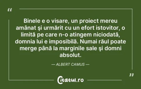Binele e o visare, un proiect mereu amâ... Binele e o visare, un proiect mereu amâ...
