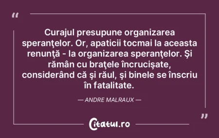 Curajul presupune organizarea speranţel... Curajul presupune organizarea speranţel...