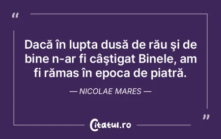 Dacă în lupta dusă de rău şi de bin...