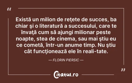 Există un milion de reţete de succes, ... Există un milion de reţete de succes, ...