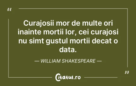 Curajosii mor de multe ori inainte morti...