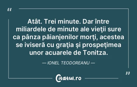 Atât. Trei minute. Dar între miliardel...