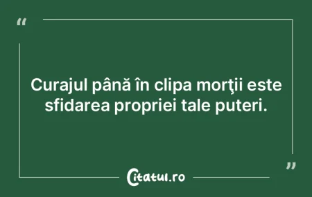 Curajul până în clipa morţii este sf...