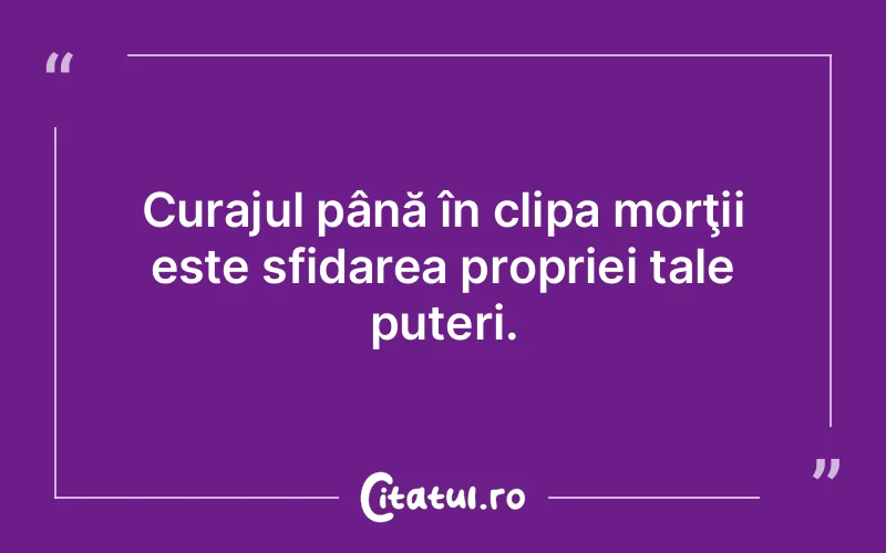 Curajul până în clipa morţii este sfidarea propriei tale puteri.