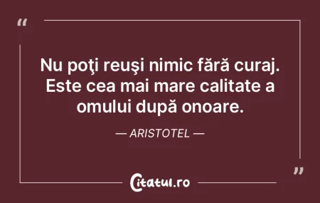 Nu poţi reuşi nimic fără curaj. Este... Nu poţi reuşi nimic fără curaj. Este...