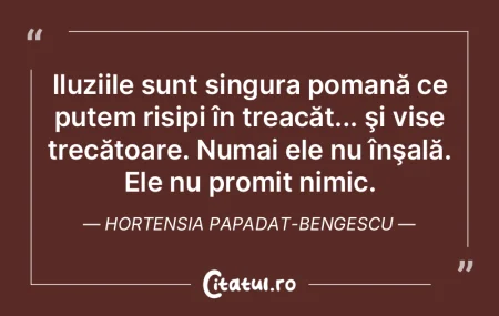 Iluziile sunt singura pomană ce putem r...