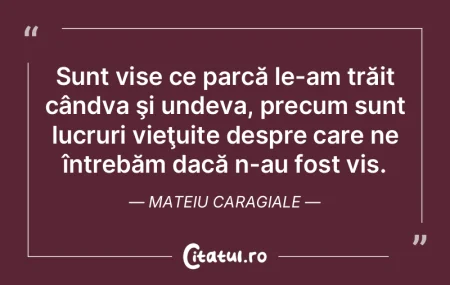Sunt vise ce parcă le-am trăit cândva... Sunt vise ce parcă le-am trăit cândva...