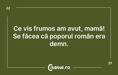 Ce vis frumos am avut, mamă! Se făcea ...
