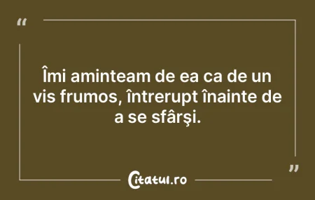 Îmi aminteam de ea ca de un vis frumos,...