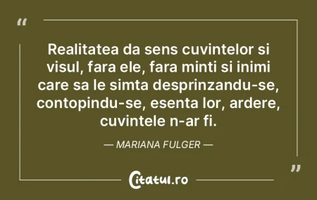 Realitatea da sens cuvintelor si visul, ...