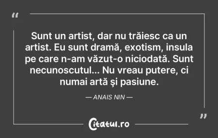 Sunt un artist, dar nu trăiesc ca un ar... Sunt un artist, dar nu trăiesc ca un ar...