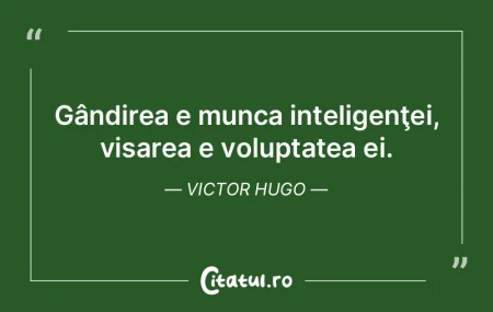 Gândirea e munca inteligenţei, visarea... Gândirea e munca inteligenţei, visarea...