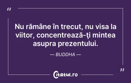 Nu rămâne în trecut, nu visa la viito...