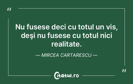 Nu fusese deci cu totul un vis, deşi nu...