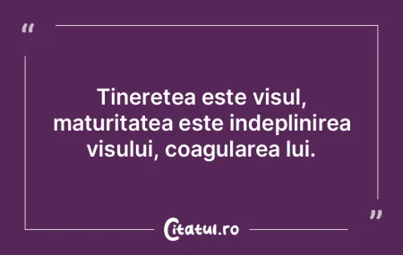 Tineretea este visul, maturitatea este i... Tineretea este visul, maturitatea este i...