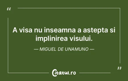A visa nu inseamna a astepta si implinir... A visa nu inseamna a astepta si implinir...