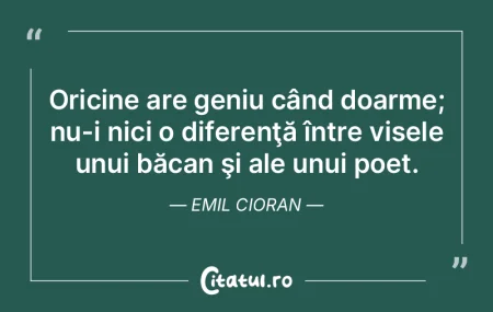 Oricine are geniu când doarme; nu-i nic...