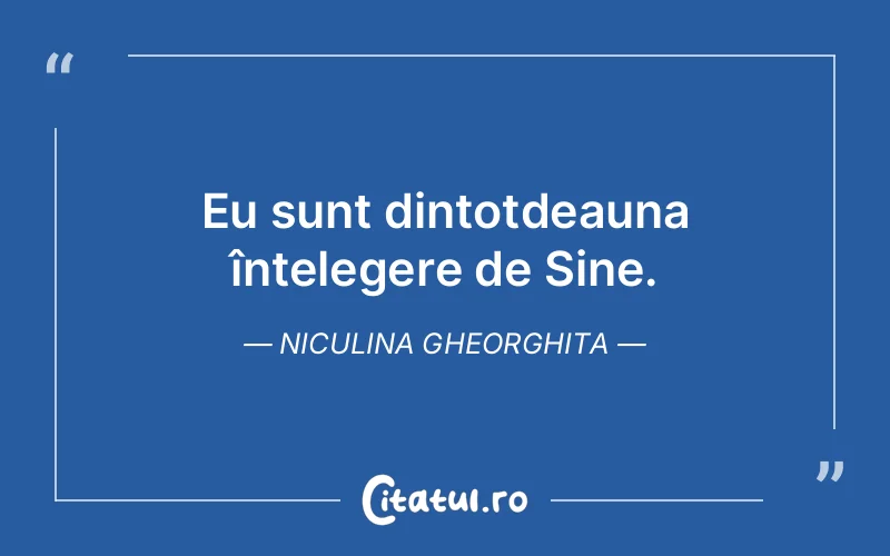 Eu sunt dintotdeauna înțelegere de Sine. Niculina Gheorghita