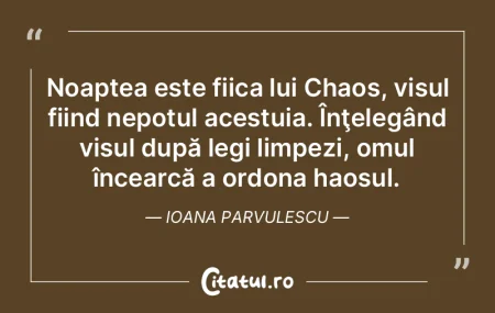 Noaptea este fiica lui Chaos, visul fiin... Noaptea este fiica lui Chaos, visul fiin...