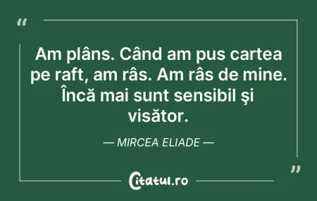 Am plâns. Când am pus cartea pe raft, ...