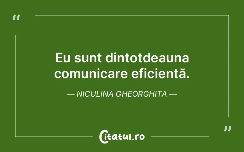 Eu sunt dintotdeauna comunicare eficientă. Niculina Gheorghita