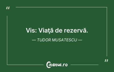 Vis: Viaţă de rezervă. Tudor Musatesc...