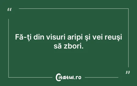 Fă-ţi din visuri aripi şi vei reuşi ...