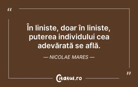 În liniște, doar în liniște, puterea... În liniște, doar în liniște, puterea...