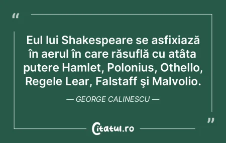 Eul lui Shakespeare se asfixiază în ae...