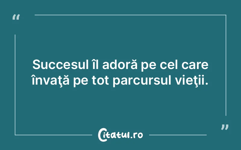 Succesul îl adoră pe cel care învaţă pe tot parcursul vieţii.