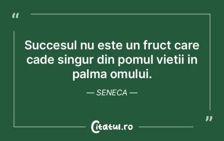 Succesul nu este un fruct care cade sing...