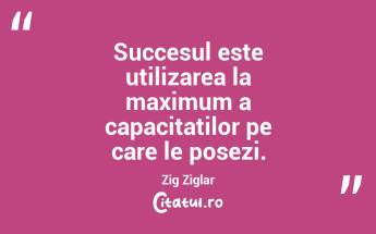 Succesul este utilizarea la maximum a capacitatilor pe care le posezi. Zig Ziglar...