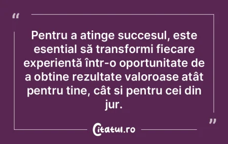 Pentru a atinge succesul, este esențial... Pentru a atinge succesul, este esențial...