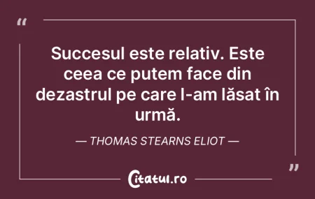 Succesul este relativ. Este ceea ce pute...