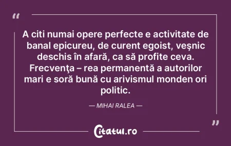 A citi numai opere perfecte e activitate... A citi numai opere perfecte e activitate...