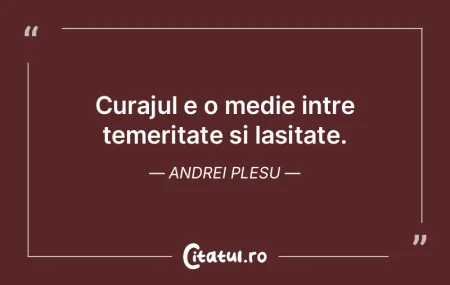 Curajul e o medie intre temeritate si la... Curajul e o medie intre temeritate si la...