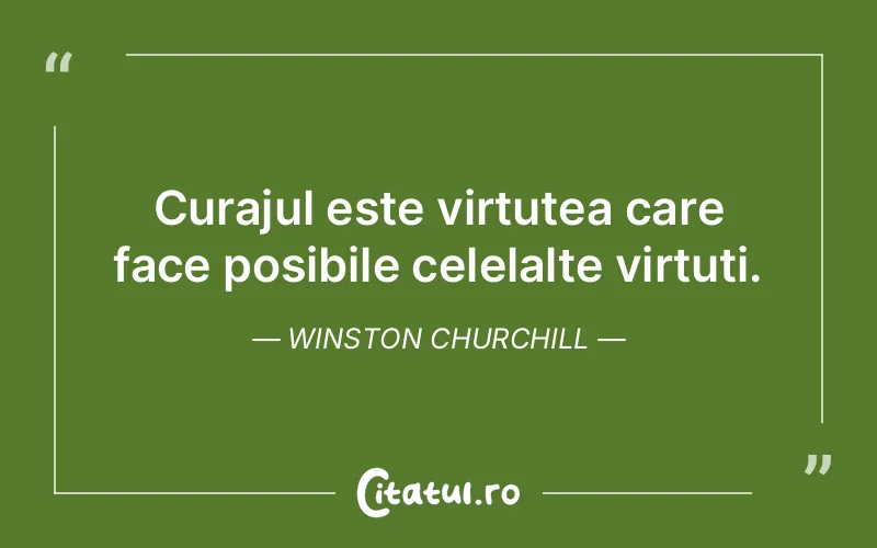 Curajul este virtutea care face posibile celelalte virtuti. Winston Churchill