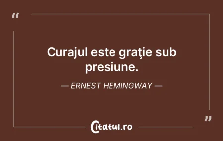 Curajul este graţie sub presiune. Ernes... Curajul este graţie sub presiune. Ernes...