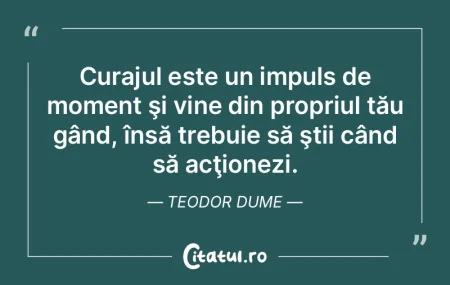 Curajul este un impuls de moment şi vin... Curajul este un impuls de moment şi vin...
