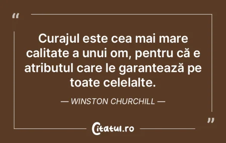 Curajul este cea mai mare calitate a unu... Curajul este cea mai mare calitate a unu...