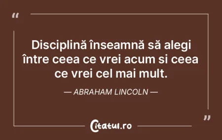 Disciplină înseamnă să alegi între ... Disciplină înseamnă să alegi între ...
