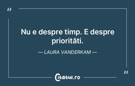 Nu e despre timp. E despre priorități....