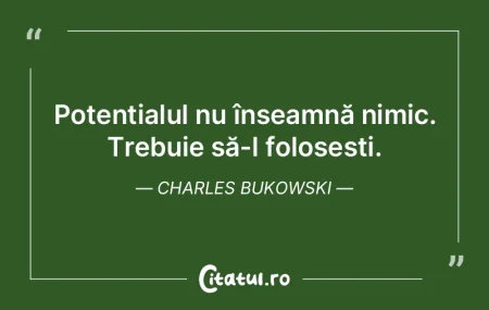 Potențialul nu înseamnă nimic. Trebui...